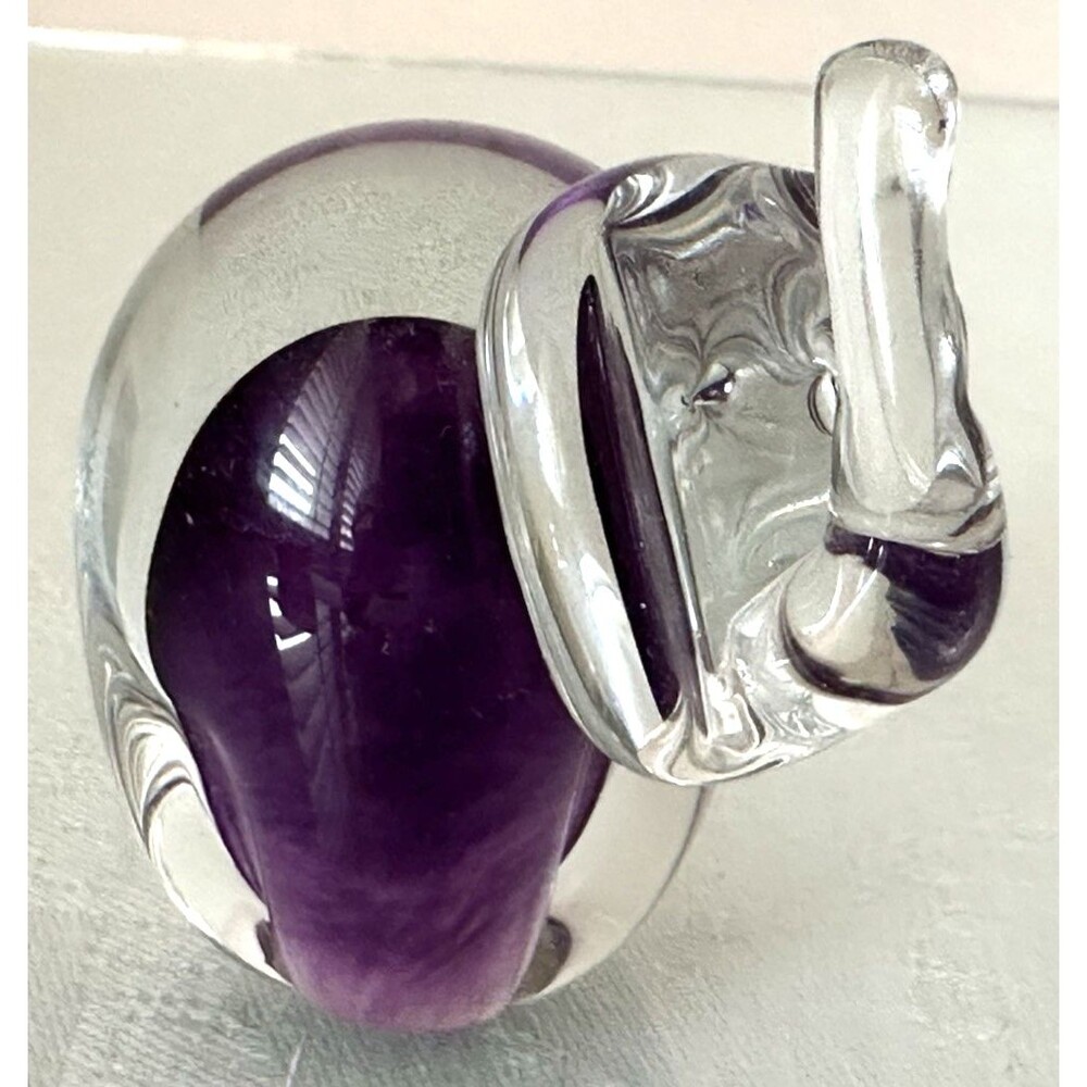 Vintage Pilgrim Clear with Purple Glass Handblown Elephant Figurine 2.5 x 2 in
